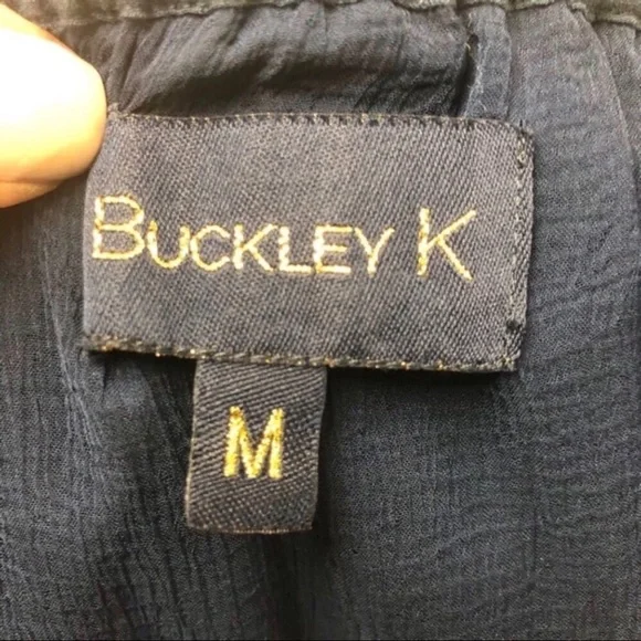 Buckley K Tala Off The Shoulder Dress Blue Fringe Size Medium - Picture 6 of 7